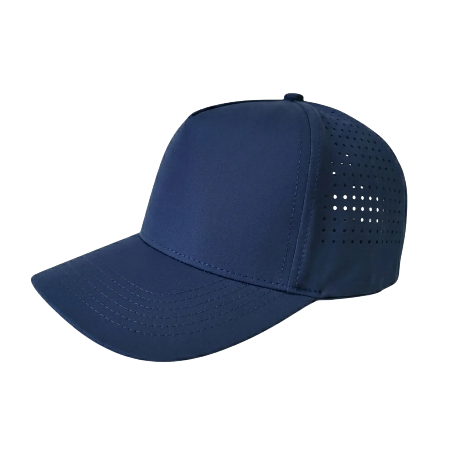 Navy custom blank hat with laser-cut side vents