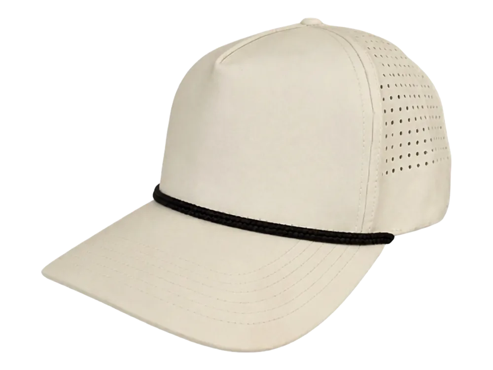 GW-101 white waterproof rope cap with laser-cut vents