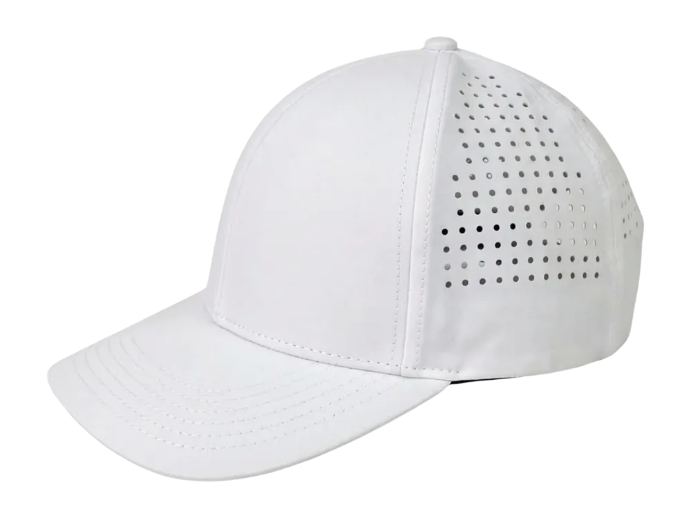 GW-201 white structured waterproof cap with laser-cut vents