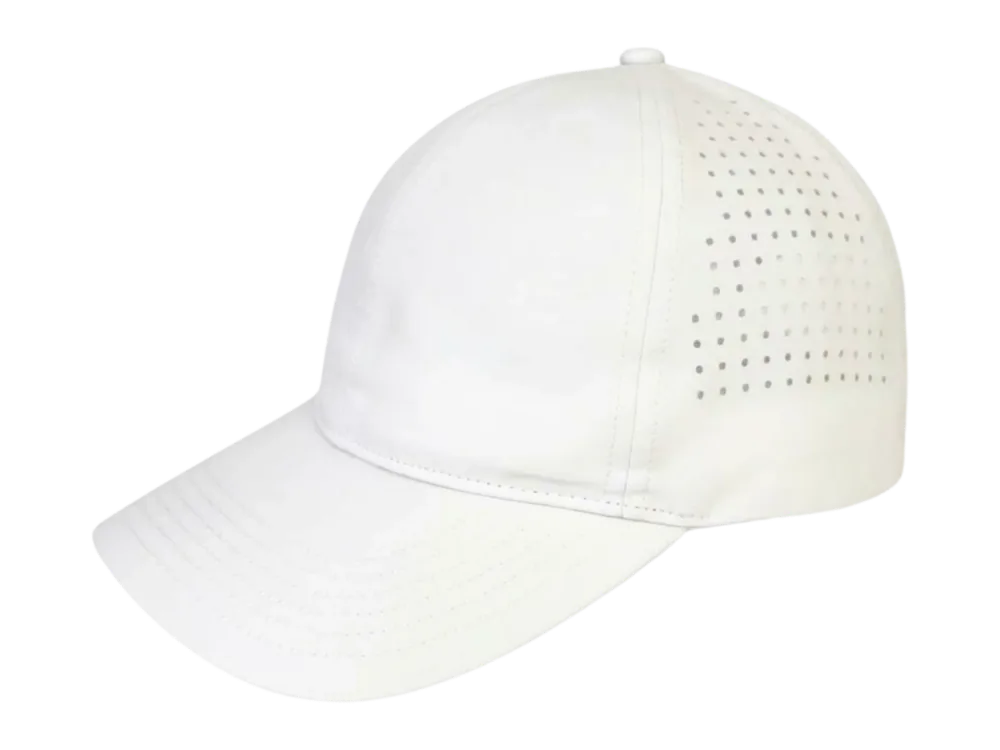 GW-202 white unstructured waterproof cap with laser-cut vents