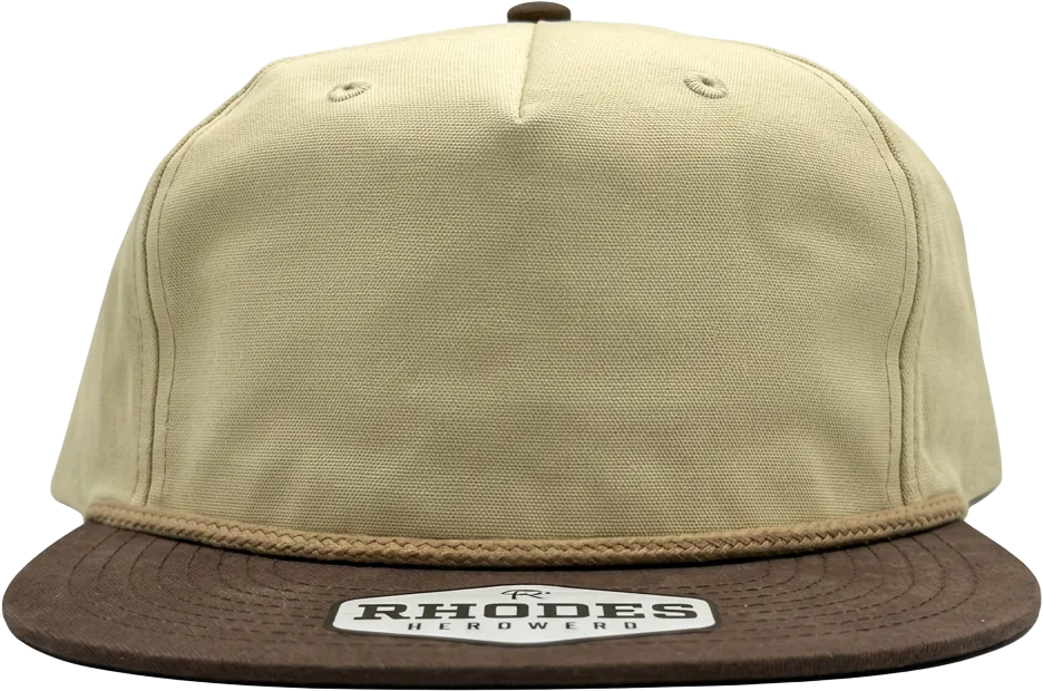 Rhodes Headwear 979 rope cap, tan crown with brown brim